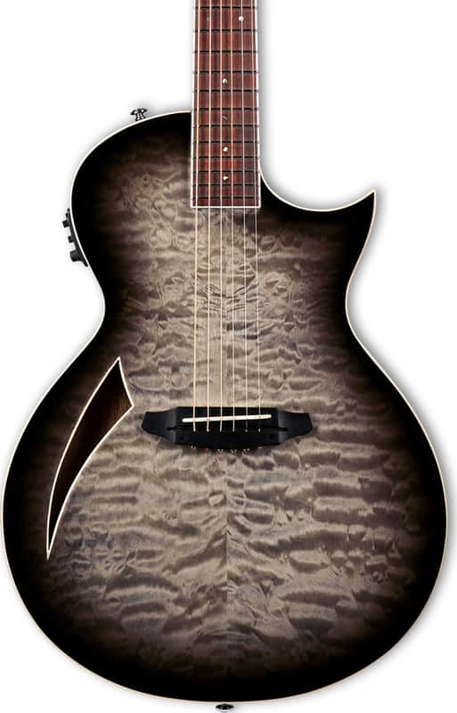 ESP LTD TL-6 Thinline Acoustic-Electric Guitar, Quilted Maple Top, Charcoal Burst image 1