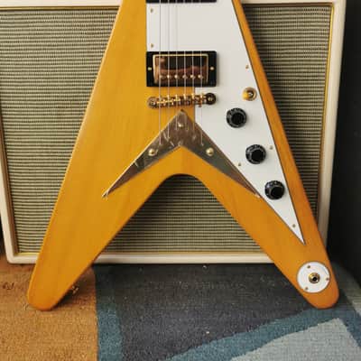 Epiphone 1958 Korina Flying V (White Pickguard) 2023 - Aged Natural image 8
