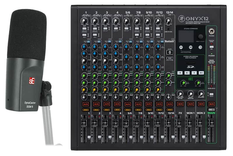 Mackie ONYX12 12-Ch. Mixer w/Multi-Track USB/EQ+Bluetooth+Se Electronics Mic image 1