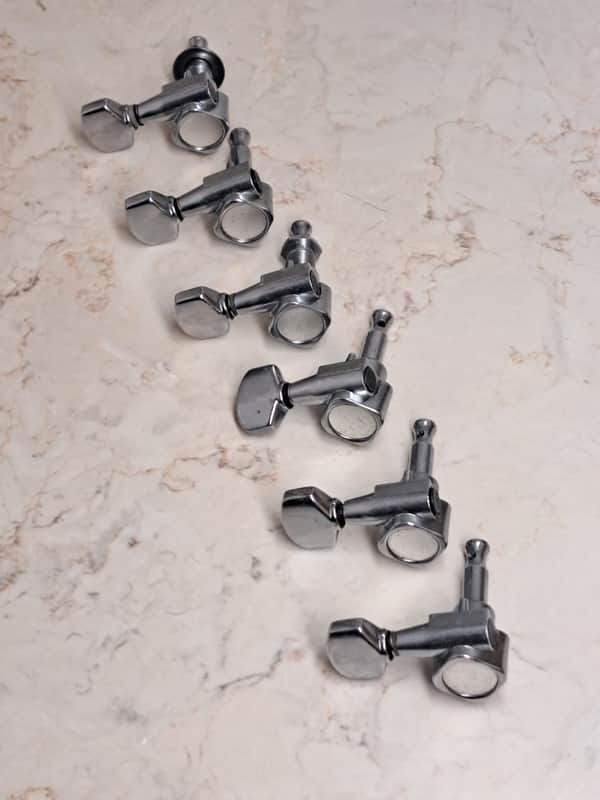 Rare Ibanez-Style Square-Style Tuner -Greco Gotoh - Set of 6 Inline Treble Side - 70's-80's - Chrome image 1