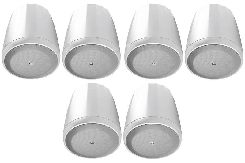 6) JBL Control 65P/T-WH 5.25" 70v White Pendant Speakers For Restaurant/Bar/Cafe image 1