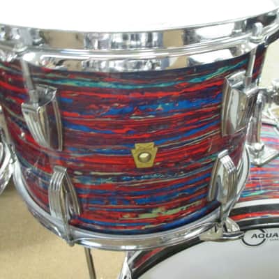*Vintage* 1968 Ludwig Psychedelic Red Double Bass Drum Set image 9