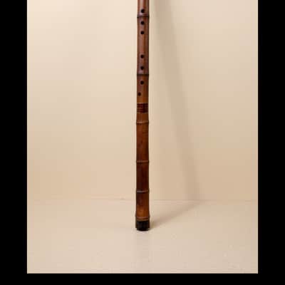 Long-Xiao Flute-Smoked Bamboo – Concert-Tuned Key E/D/C/B (Lowest Note), 8 Holes, 3 Piece - Smoked Finish with Lacquer Protection Inside, Xiao's tail is covered with buffalo horns image 4