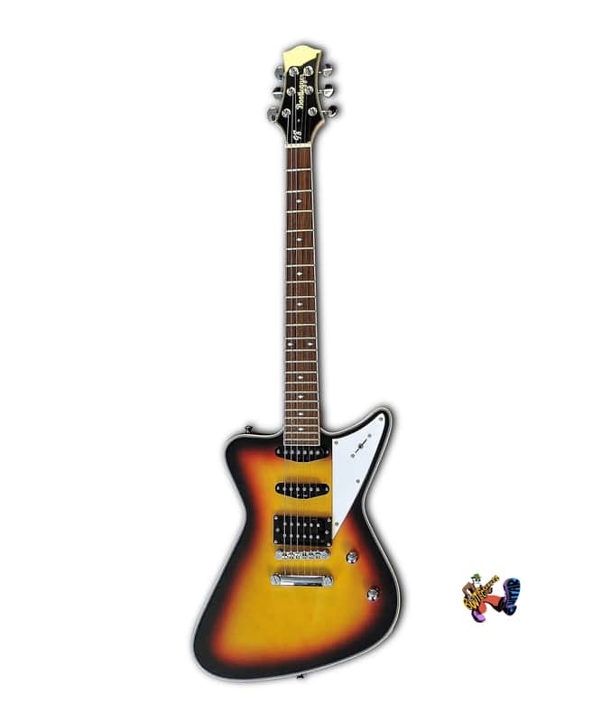 Bootlegger Guitar Hounder. Black Cherry Honey Burst Stiletto Case & Flask image 1