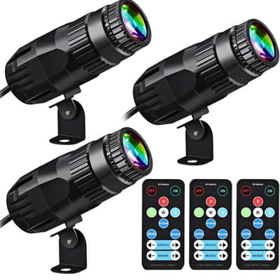 3 Pcs Disco Spotlights with 3 Remote Bright Mirror Pinspot Light 15W RGBW LED Beam Stage Light 4 in 1 Stage Lighting for DJ Dance Party (Black) image 1