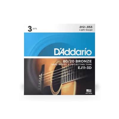 D'addario EJ11-3D 80/20 Bronze 12-53 3 Pack image 3
