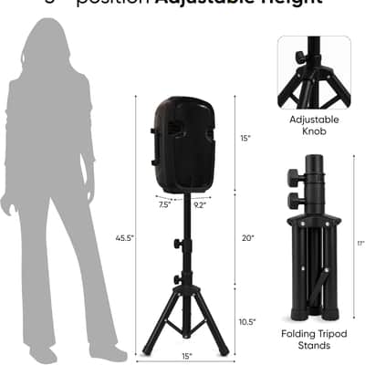 8-Inch Bluetooth PA Speaker Set – Portable Speakers Bluetooth Wireless Microphone with Stands and Cable – Party Speaker & DJ Speakers Outdoor Sound System, PA System Set for Events, Karaoke image 2