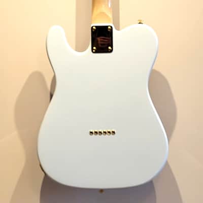 Custom Designed & Crafted White Tele Style w/Gold Alligator Tolex & Amazonite Stones Serial #064 - 2025 image 14