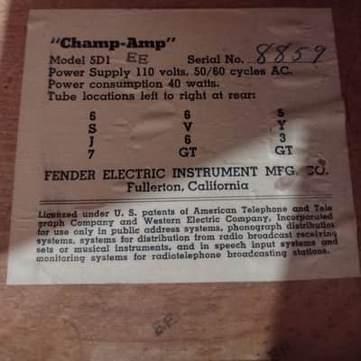 1955 Fender Champ 5D1 Tweed Wide Panel image 7