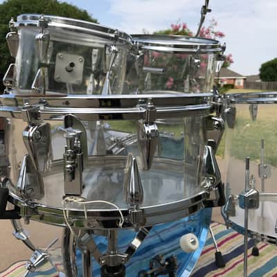 7 piece Vintage Zickos Clear Acrylic Drum Set  w/ matching Snare image 7