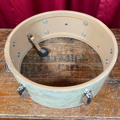 1960s Slingerland 5.5x14 Deluxe Student Model No. 161 Snare Drum White Marine Pearl image 9
