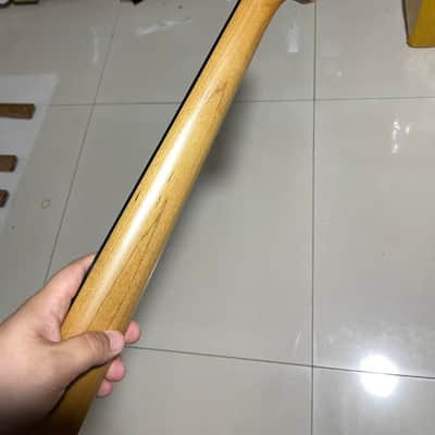 4-string electric bass neck tele jazz bass stainless steel 21 frets Roasted Maple guitar neck 34inch hole 18mm black block inlay image 6