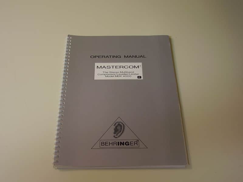 Behringer MDX 4000 Mastercom Multi Band Compressor Manual ~ Very Rare!!! image 1