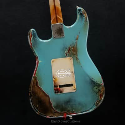 Fender Stratocaster 60th  Anniversary Daphne Blue Heavy Aged Relic by East Gloves Customs image 2