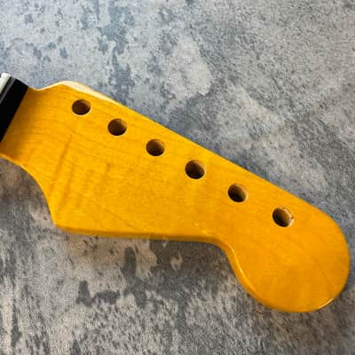 BMC Guitar Neck Strat® Stratocaster® 21 Fret Amber Flame Maple With Rosewood Fingerboard Rounded Fret Ends 9.5 Radius  SFMRA21 #1 image 2
