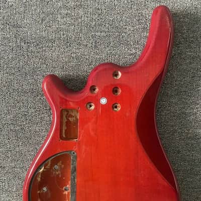 Transparent Red Basswood 5 String PJ Bass Body image 6