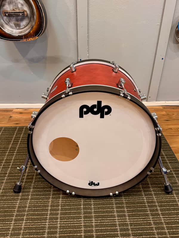 PDP Concept Maple 14x20” Bass Drum in Oxblood Satin with Wood Hoops image 1