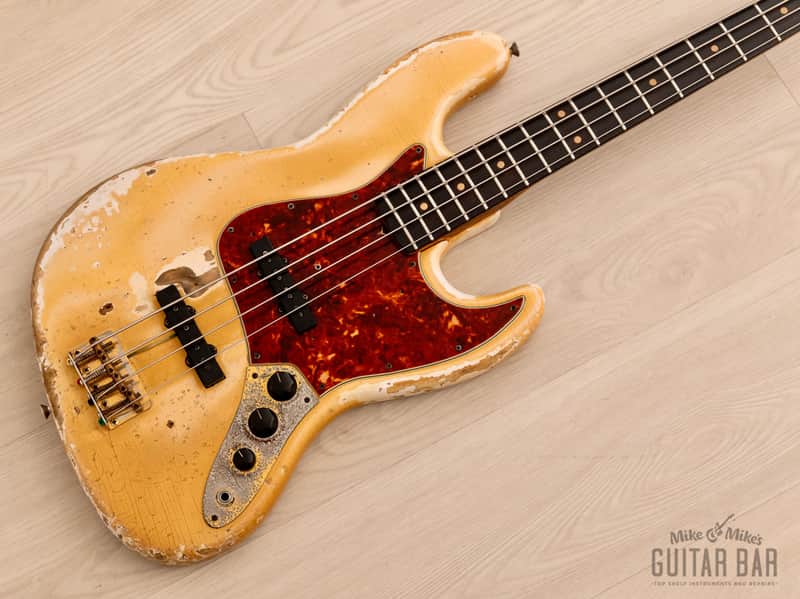 1964 Fender Jazz Bass Pre-CBS Vintage Bass Olympic White w/ Gold Hardware, Case image 1