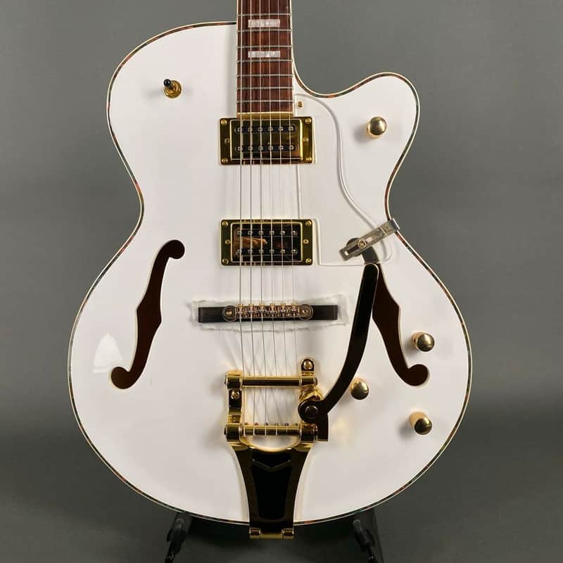 Harley Benton BigTone White Vintage Series Archtop Rockabilly - white image 1