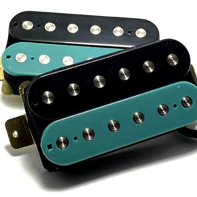Dragonfire Zebra Screamers ~ Teal Black Zebra HH Set Style #4 ~ Bridge + Neck Humbucker Pickup Set image 1