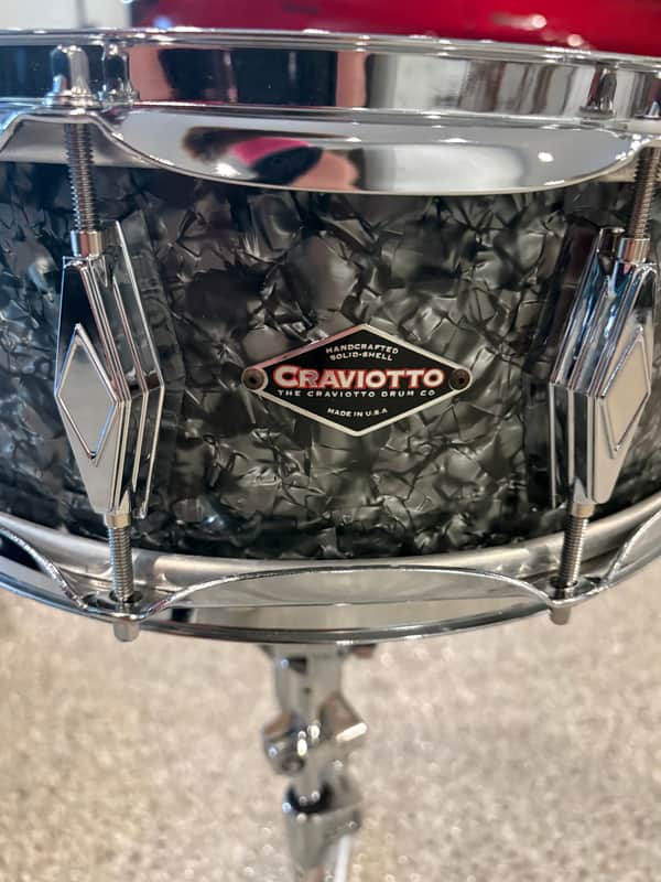 Solid Maple Craviotto 5 1/2" x 14" Johnny C Snare Drum, Black Oyster image 1