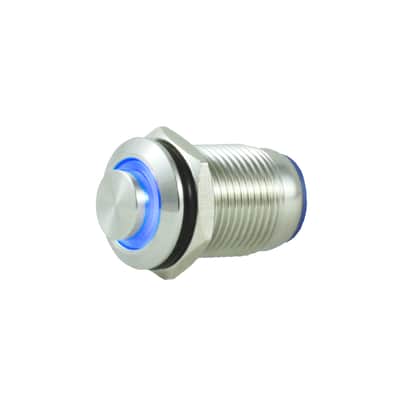 Tesi POCO 12mm LED Momentary Push Button Guitar Killswitch Stainless Steel / Blue