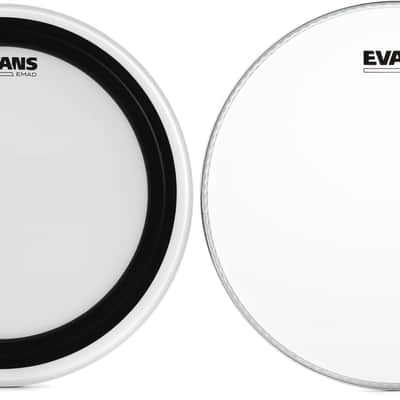Evans EMAD Coated Bass Drum Batter Head - 18 inch Bundle with Evans Snare Side Clear Drumhead - 13 inch image 1