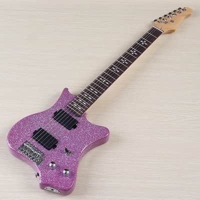 Custom Sparkle Purple HH Electric Guitar, Basswood Body, Maple Neck image 4