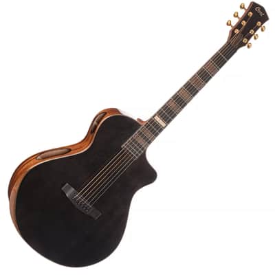 Cort MODERNBLACK Modern Concert Body Venetian Cutaway Solid European Sitka Spruce Top Walnut Reinforced Mahogany Neck 6-String Acoustic-Electric Guitar w/Hard Case image 1