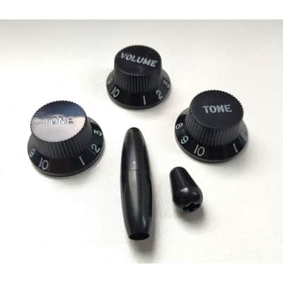 Stratocaster Black set : 3 control UFO + Tremolo + Switch Metric size Knobs image 8