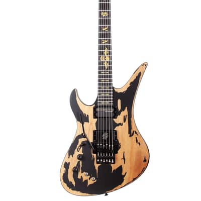 Schecter Synyster Custom-S Distressed Left Hand Electric Guitar - Satin Black (1751) image 2