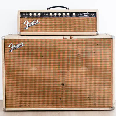 1962 Fender Dual Showman Blonde Brown Panel Vintage Piggyback Tube Amp 2x15 w/ Altec 421A image 2