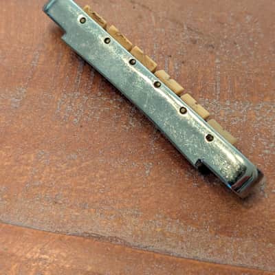 Gibson ABR-1 Nylon Saddle Guitar Bridge Vintage 1960s Chrome Very Clean! image 6