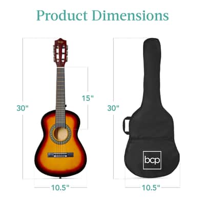 Best Choice Products Kids Acoustic Guitar Beginner Starter Kit with Carrying Case - 30in-Natural Mahogany image 7