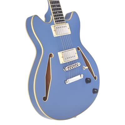 D'Angelico DAEMDCTSLBSNS EXCEL MINI DC TOUR Double Cutaway Semi-Hollow Body 3 Piece Maple/Walnut/Maple Neck 6-String Electric Guitar w/Gig Bag image 2