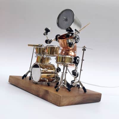 Drummer  Robot Ornaments Punk Industrial style Small Lamp Gift By Handmade,price include the import duty for US buyer image 4