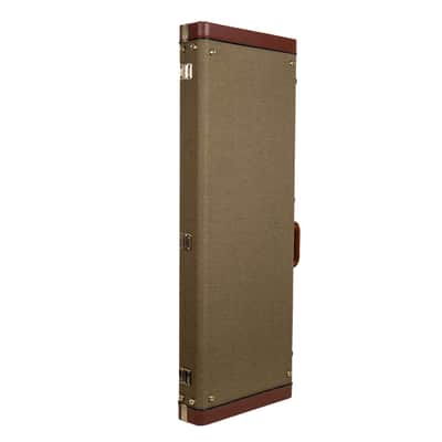 Crossrock Master Series - Wooden Jazzmaster/Jaguar Style Electric Guitar Case - Security Lock, Genuine Leather Handle, Reinforced Hardware, Metal Feet, Storage Space- Olive Green Tweed image 6