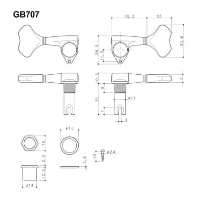 NEW Gotoh GB707 5-String Bass Machine Heads Set L4+R1 TUNERS 4x1 - CHROME image 2