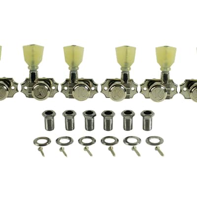 Kluson Revolution 3X3 Locking Tuners, Keystone Buttons - NICKEL, KRGL-3-NP