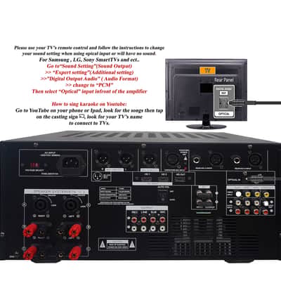 IDOlmain Bluetooth Mixing Amplifier 6000W With Dual Super Bass 12" Speakers and Dual Luxury Wireless Microphones Home Karaoke System Free gifts image 3