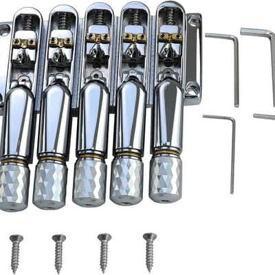 Chrome Headless Electric Bass Bridge 5 String Bass Bridge with Brass Saddles Bass Parts Replacement for 5 String Headless Bass image 1