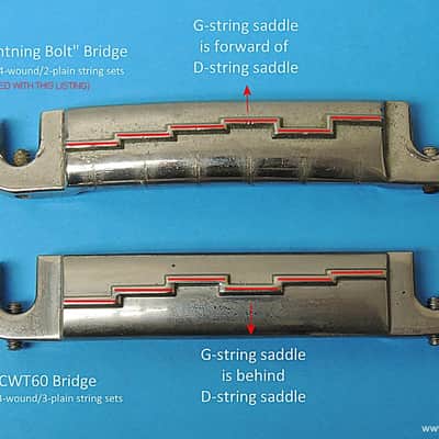 Lightning Bolt Wraparound Bridge, AGED NICKEL for Vintage Gibson SG Junior, Melody Maker, Firebird, MojoAxe image 7