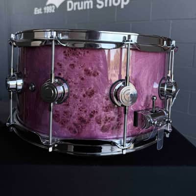 ~WOW!~ DW Collector's Series SSC Pure Maple VLT 7x14 Snare Drum in Violet Gloss Lacquer over Exotic Mapa Burl with Chrome Hardware image 8
