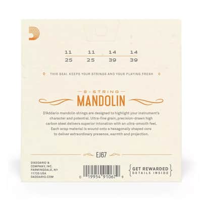 D'Addario #EJ67 - 8-String Mandolin Nickel-Plated Steel Strings, 11-39 image 3