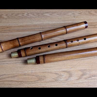 Long-Xiao Flute-Smoked Bamboo – Concert-Tuned Key E/D/C/B (Lowest Note), 8 Holes, 3 Piece - Smoked Finish with Lacquer Protection Inside, Xiao's tail is covered with buffalo horns image 7