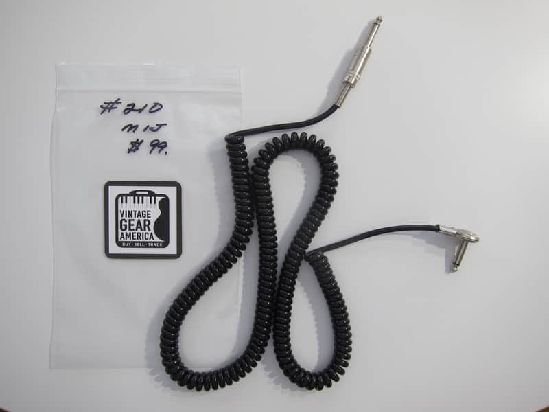 Teisco Del Rey Curly or Coil Cord Guitar Cable MIJ Authentic Vintage Accessory Case Candy Circa-1960s-1970s-Black image 1
