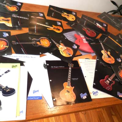 60 Pieces Gibson Guitar Dealer Catalog  Items  1990's-2000 MANY RARE MODELS Dealer Color Promos image 1