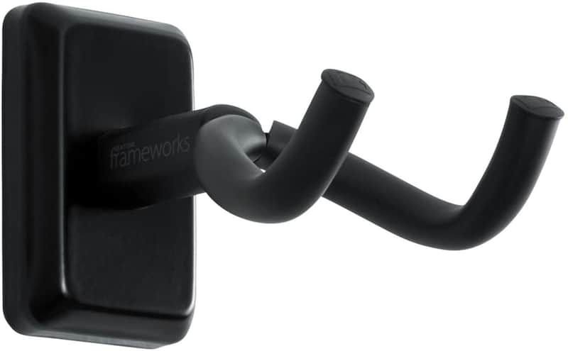 Gator Cases GFW-GTR-HNGRBLK Frameworks Wall Mounted Guitar Hanger with Black Mounting Plate image 1