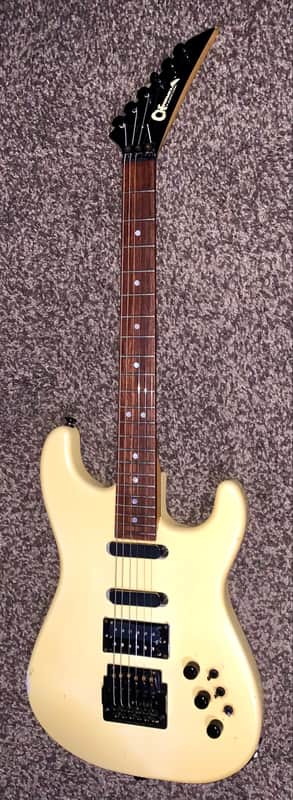 1987 Charvel Model 4 HSS with Rosewood  Fretboard  Pearl White electric guitar made in japan kahler tremolo image 1