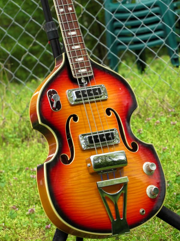~Space Bass~ 1967 Silvertone 1496 / Tesco EB-210 Hollowbody Violin Bass - Vintage Japan MIJ Beatle image 1